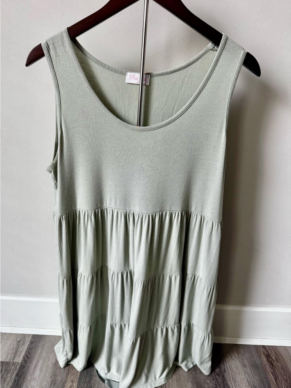 Pink Lily Sage Green Tiered Sleeveless Dress